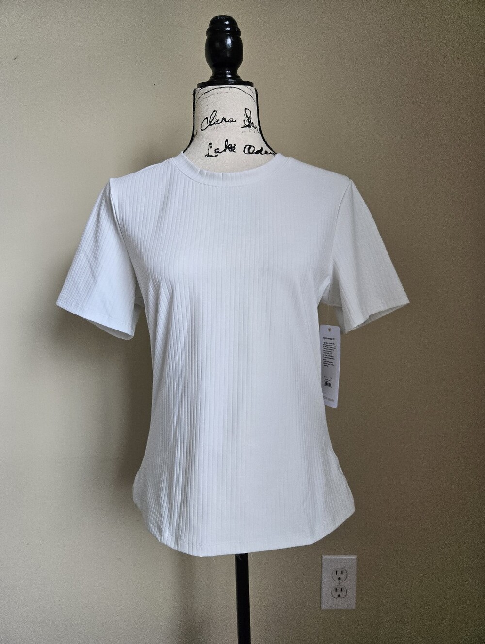 Rhone Modern Ribbed Tee Womens XL White Short Sleeve